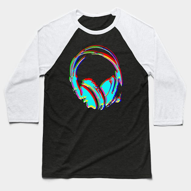 Neon Headphones Baseball T-Shirt by tsterling